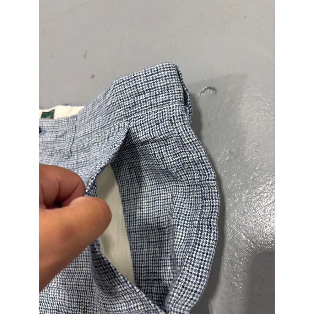 J.Crew Mens Houndstooth Shorts Blue‎ White 7 Inch Inseam Size 36 Flat Front
